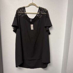 NWT Torrid Whimsigoth Romantic Goth Crepe Sheer Mesh Flutter Sleeve Blouse Sz 5